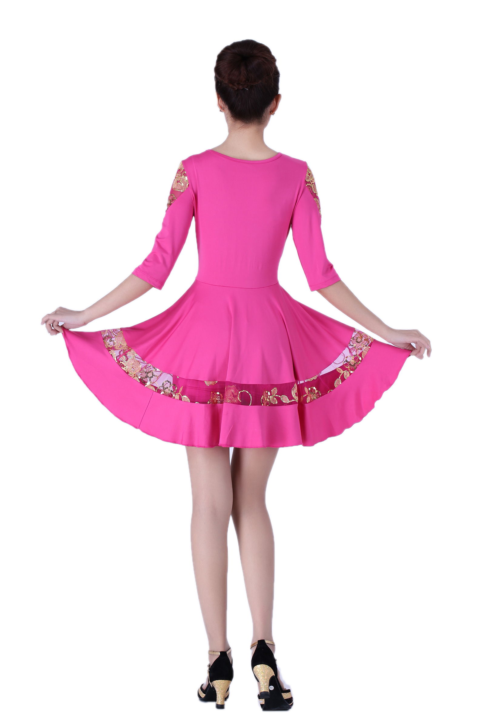 2018新款广场舞服装秋冬拉丁舞套装表演服亮