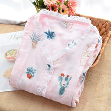 睡衣 吸汗孕妇产后喂奶宽松大码 薄款 春夏季纯棉纱布月子服哺乳套装