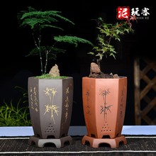 特价 托盘盆景兰盆景景盆 桌面卉陶瓷盆花绿植花盆室内兰花盆带紫砂