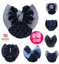韩版 职业头花 发夹酒店银行护士空姐服务员盘发蝴蝶结饰品发网兜
