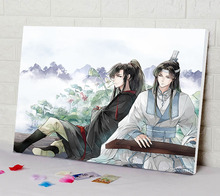魏无羡蓝忘机动漫人物手绘油画填色装 饰画 diy数字油彩画魔道祖师