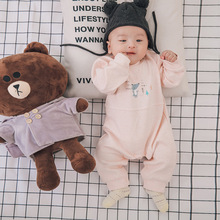 婴儿衣服批发婴幼儿纯棉连体衣男女宝宝闭档哈衣爬服 2018秋冬新款