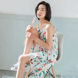 薄款宽松棉绸吊带睡裙