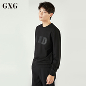 GXG卫衣男装 春季男士时尚都市休闲黑色棉套头修身卫衣外套男潮