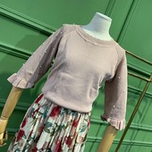 八月女装2019春夏新款圆领半袖缕空修身显瘦气质针织衫女49805