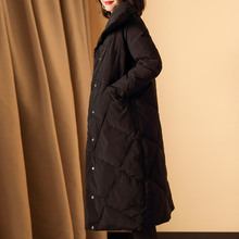 同恩轻薄修身白鸭绒过膝羽绒服2018冬装新款女装中长款宽松外套潮图片