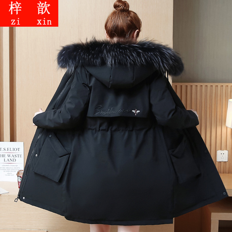 2018新款羽绒棉服中长款大毛领连帽棉衣女装韩版冬季厚棉服外套潮商品大图