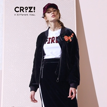 CRZ潮牌女装2018专柜新品棒球领绒面欧美时尚女外套CDK3F038图片