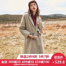 裂帛2018秋季新款个性翻领暗扣插袋装饰腰带气质白领中长款大衣女图片