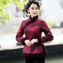 中国风女装秋冬季唐装加厚改良汉服中年妈妈装夹棉衣保暖旗袍上衣图片