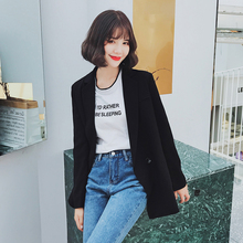 chic小西装薄款外套女装秋季西服韩版休闲气质黑色英伦风中长款图片