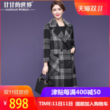 【90%羊毛】甘甘的世界双面呢子大衣女秋冬新品2018时髦格个大衣图片