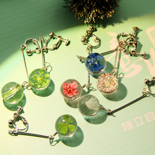 山仔小众设计玻璃水晶满天星蒲公英耳坠无耳洞耳夹耳饰耳环学生