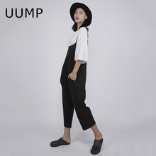 新品 女纯色吊裆宽松大码 显瘦纯色背带哈伦裤 背带裤 UUMP2019秋装