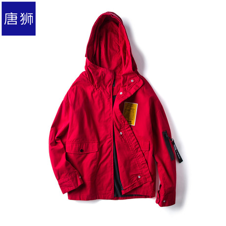 唐狮旗舰店2018秋装新款外套女韩版宽松纯色印花棉质连帽上衣商品大图