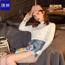 唐狮旗舰店2018冬装新款毛衣女圆领套头净色修身毛衫打底衫潮图片