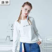 唐狮2018秋装新款女款潮酷字母图案圆领套头卫衣韩版时尚长袖上衣图片