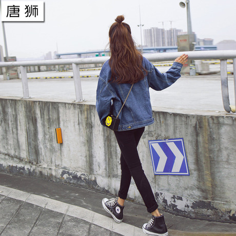 唐狮2018秋装新款女短外套韩版学生宽松bf风牛仔衣学院风复古外套商品大图