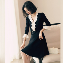 黑色针织连衣裙女秋季2018秋装新款女装韩版chic小黑裙早秋裙子图片