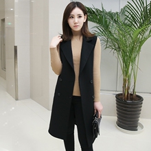 西装马夹女 中长款外套春秋季chic韩版修身马甲无袖显瘦背心女装图片