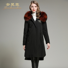 金昊霖派克大衣女皮草外套皮毛一体女装中长款尼克服女獭兔毛内胆图片