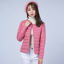 韩版轻薄羽绒服女短款园领修身显瘦反季外套冬装时尚女装包边两穿图片