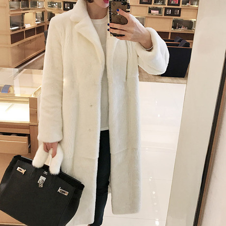2018新款冬长款皮草外套女仿水貂绒中长款显瘦獭兔毛毛绒大衣女装商品大图
