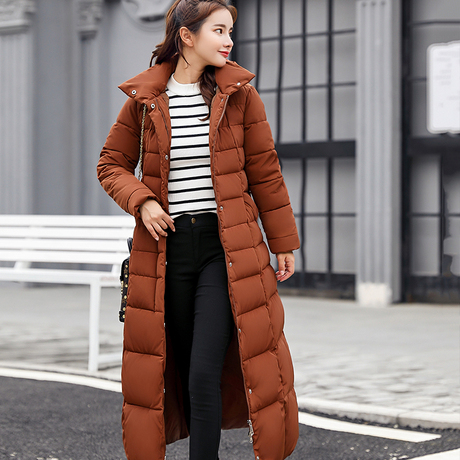 2018秋冬新款女装韩版棉服女中长款棉衣百搭过膝加厚羽绒棉袄外套商品大图