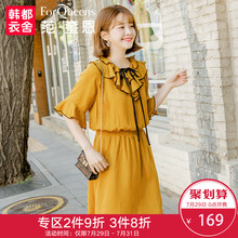 范奎恩韩版大码女装2018夏装新款胖MM收腰宽松显瘦洋气遮肚连衣裙图片