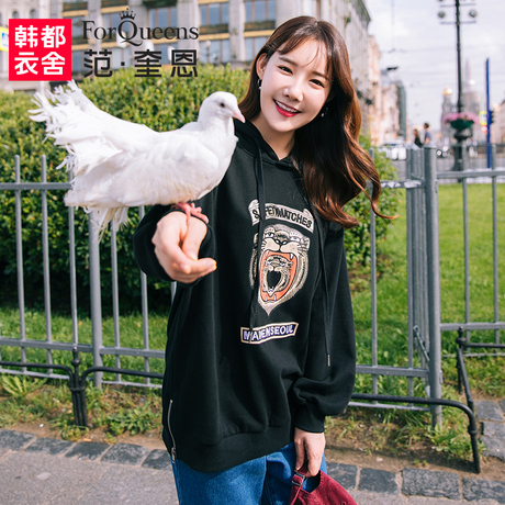 范奎恩韩版大码女装胖mm2018秋装新款潮200斤胖妹妹显瘦洋气卫衣商品大图