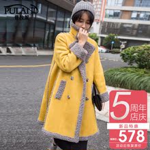 普拉妮冬季保暧皮毛一体仿皮草外套女装2018新款宽松麂皮毛绒大衣图片