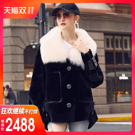 进口托斯卡纳羊皮毛一体女装皮草外套2018冬季加厚羊毛真皮皮衣女商品大图