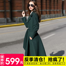 反季2018秋冬新款手工双面绒修身羊毛大衣女装长款双面呢子外套女图片