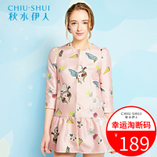 秋水伊人秋装新款女装休闲蜜意花鸟印花上衣外套F1556图片