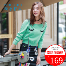 秋水伊人秋装新品女装纯色瘦针织衫F2178图片