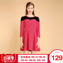 秋水伊人2018秋装连衣裙新款女装装饰七分袖短裙F1797图片