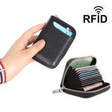 真妮诗头层牛皮防盗刷rfid信用卡卡包风琴韩版卡套名片包多卡位包