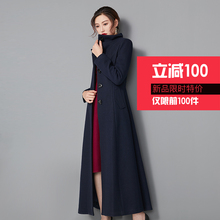 叶薇2018新款冬季女装毛呢大衣长款过膝修身加厚立领时尚呢子外套图片