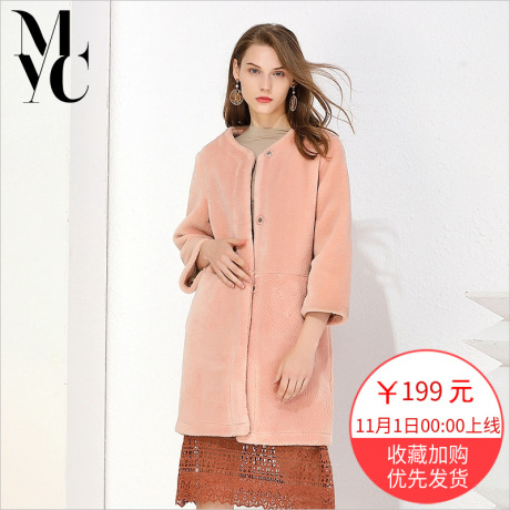 羊剪绒女装外套2018冬装新款字母时尚高仿加厚保暖韩范百搭大衣潮商品大图