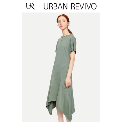 UR2018秋冬新品女装气质不规则裙摆皱褶A型连衣裙WH36S7AE2002