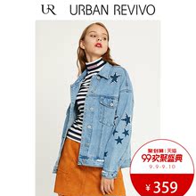 UR2018秋季新品青春女装时尚刺绣珠饰翻领牛仔外套YV38SBJF2000图片