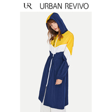 UR2018秋冬新品青春女装个性撞色时尚潮流中长外套YV37S1LN2001图片