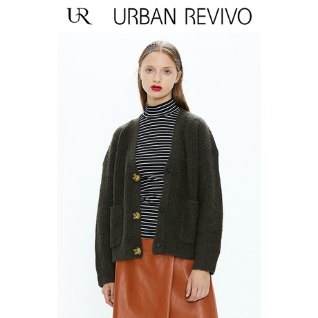 UR2018秋冬新品青春女装纹理休闲简约针织外套YU39S9DN2001商品大图