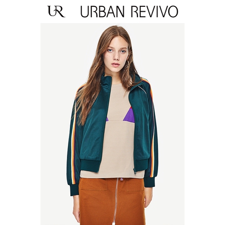 UR2018秋冬新品青春女装格调运动风撞色车线短外套YV36S1BN2003商品大图