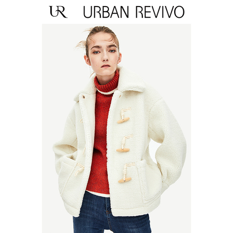 UR2018秋冬新品女装简约牛角扣翻领短外套WH45S1BE2000商品大图