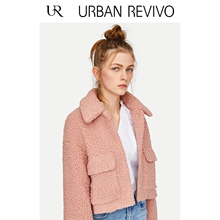 UR2018秋冬新品女装个性时尚口袋饰翻领毛呢短外套WE37S1BN2000图片
