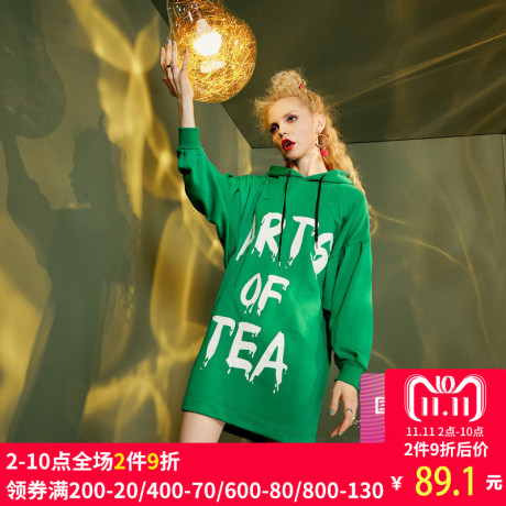 妖精的口袋旗舰店秋季新款韩版复古宽松大码趣味印花连衣裙女裙子商品大图