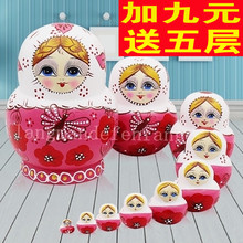 俄罗斯套娃抖音正品十层益智玩具 手绘传统手工品 椴木风干10层08