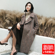 2018秋冬新款阿尔巴卡粗纺毛呢外套羊绒毛大衣女装长款宽松赫本风图片