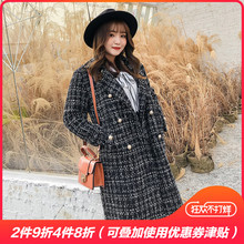 大码女装2018冬装新款加棉厚胖mm减龄呢子大衣胖妹妹长款毛呢外套图片